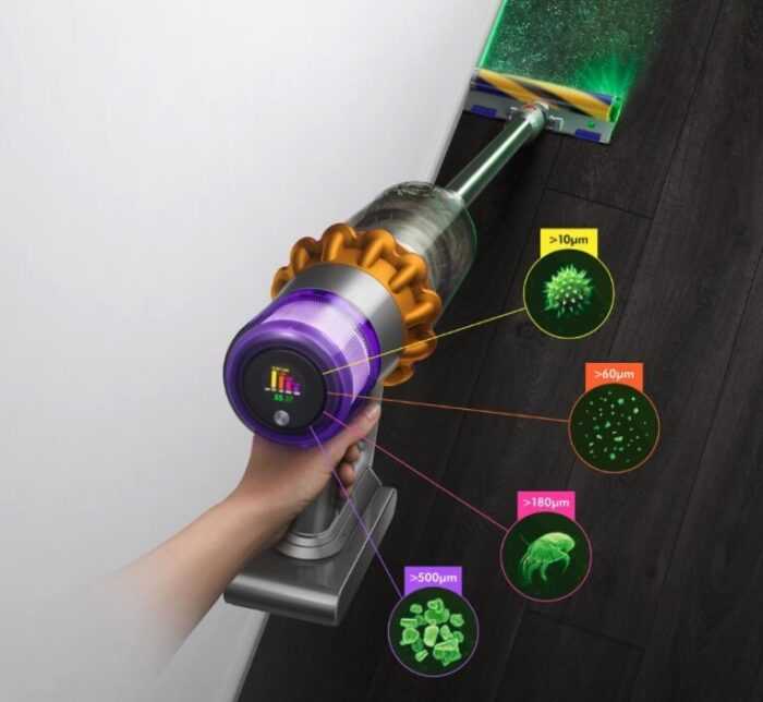 dyson V15 lcd sensor de particulas